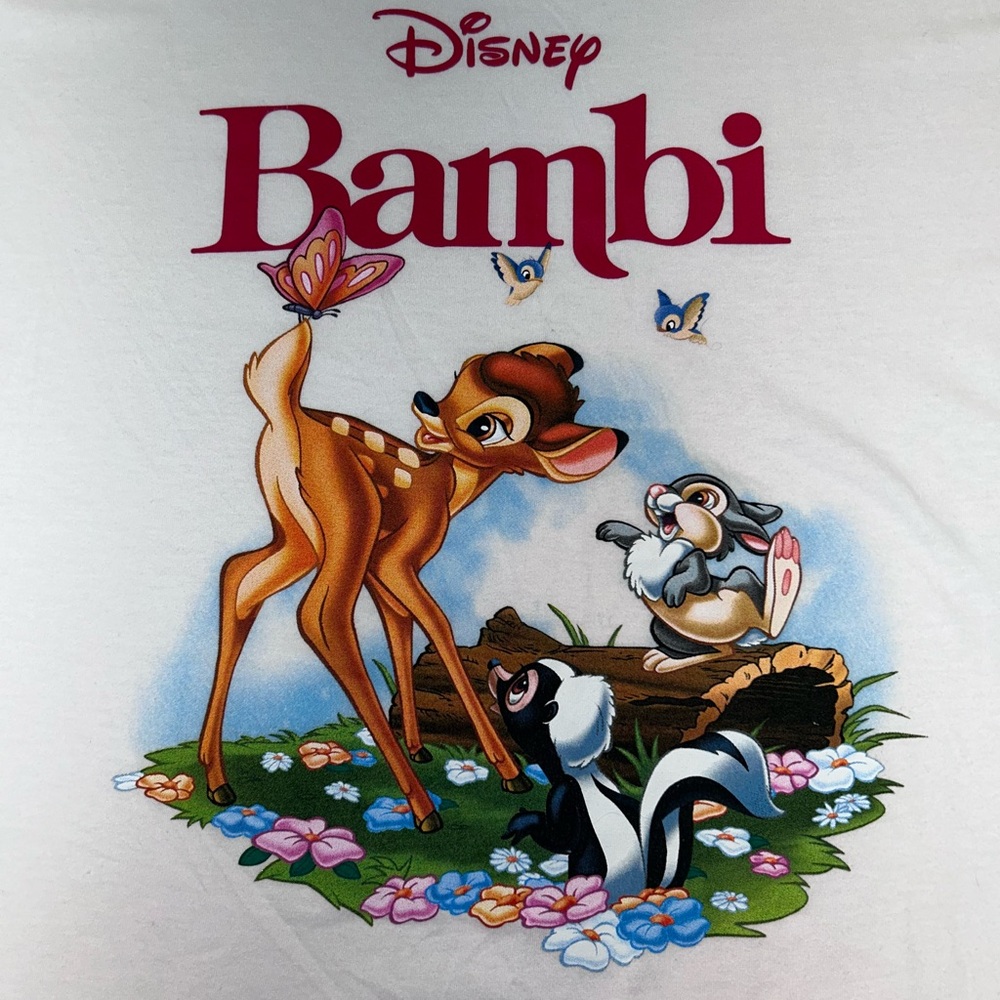 Disney Bambi White Tee with Colorful Characters XL